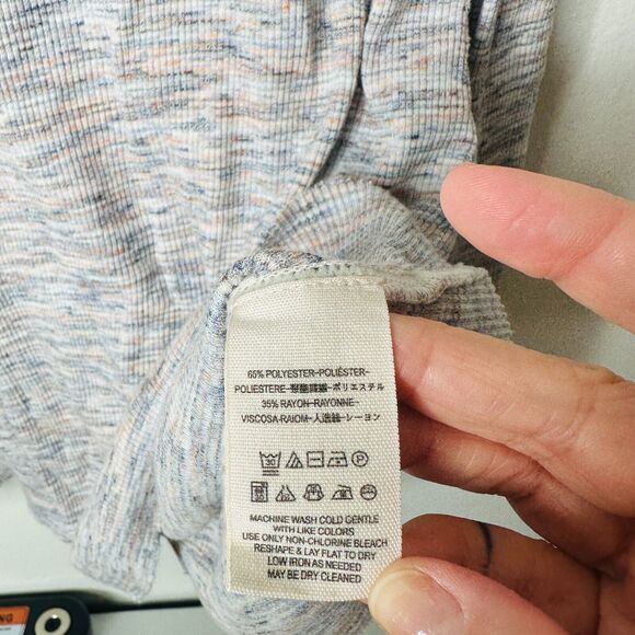 We The Free Ivory Multi-Color Long Sleeve Open Back Turtleneck Tunic Medium - Picture 9 of 15